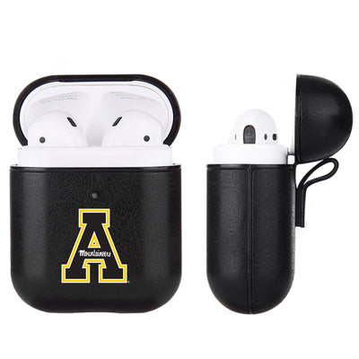 Appalachian State Mountaineers Primary Mark design Black Apple Air Pod Leather Case