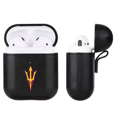 Arizona State Sun Devils Primary Mark design Black Apple Air Pod Leather Case