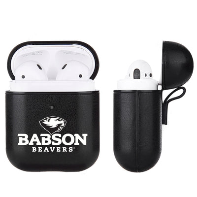 Babson University Primary Mark design Black Apple Air Pod Leather Case