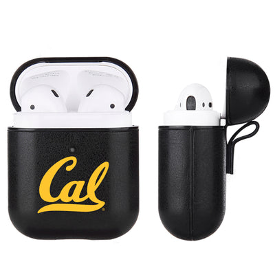 California Bears Primary Mark design Black Apple Air Pod Leather Case