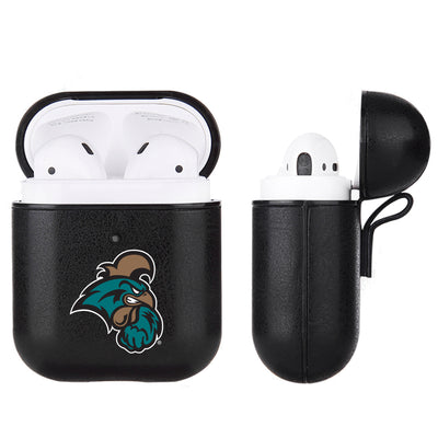 Coastal Carolina Univ Chanticleers Primary Mark design Black Apple Air Pod Leather Case