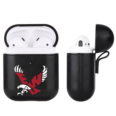 Eastern Washington Eagles Primary Mark design Black Apple Air Pod Leather Case