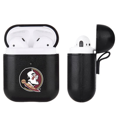 Florida State Seminoles Primary Mark design Black Apple Air Pod Leather Case