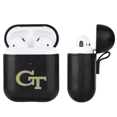 Georgia Tech Yellow Jackets Primary Mark design Black Apple Air Pod Leather Case