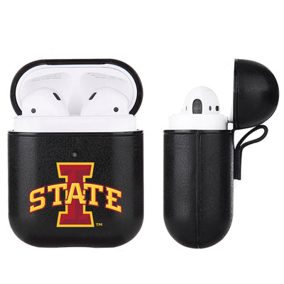 Iowa State Cyclones Primary Mark design Black Apple Air Pod Leather Case