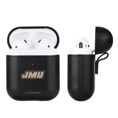 James Madison Dukes Primary Mark design Black Apple Air Pod Leather Case