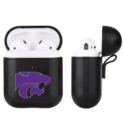 Kansas State Wildcats Primary Mark design Black Apple Air Pod Leather Case
