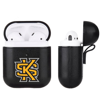 Kennesaw State Owls Primary Mark design Black Apple Air Pod Leather Case