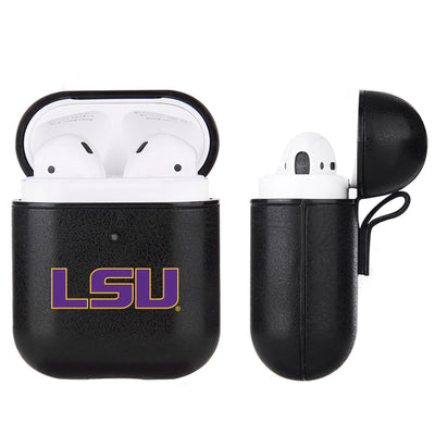 LSU Tigers Primary Mark design Black Apple Air Pod Leather Case