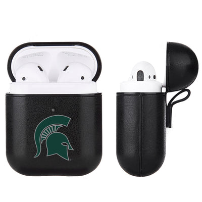 Michigan State Spartans Primary Mark design Black Apple Air Pod Leather Case