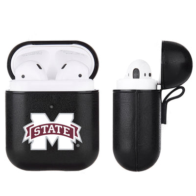 Mississippi State Bulldogs Primary Mark design Black Apple Air Pod Leather Case