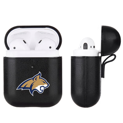 Montana State Bobcats Primary Mark design Black Apple Air Pod Leather Case