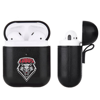 New Mexico Lobos Primary Mark design Black Apple Air Pod Leather Case