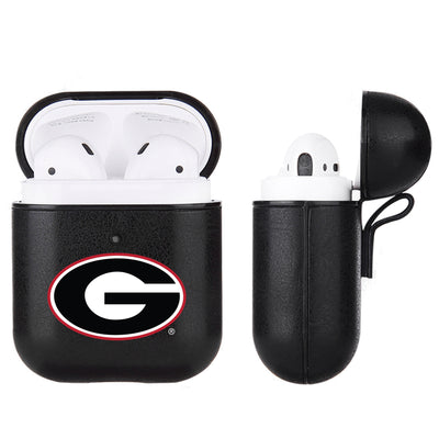 Georgia Bulldogs Primary Mark design Black Apple Air Pod Leather Case