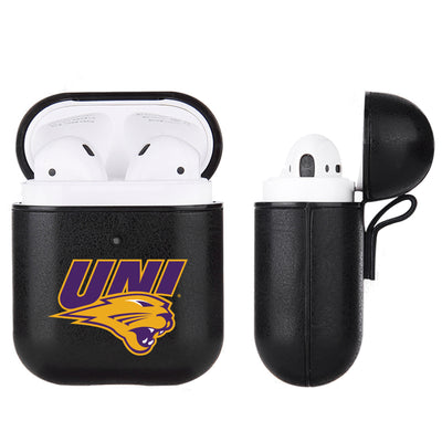 Northern Iowa Panthers Primary Mark design Black Apple Air Pod Leather Case