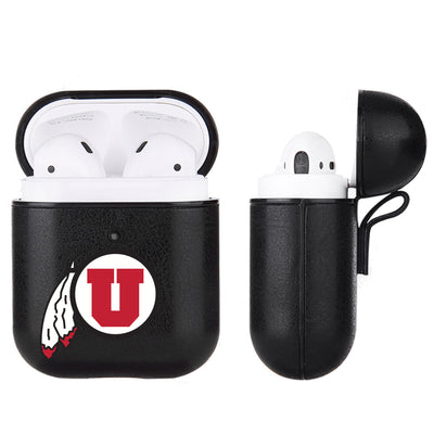 Utah Utes Primary Mark design Black Apple Air Pod Leather Case