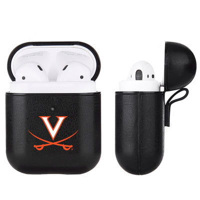 Virginia Cavaliers Primary Mark design Black Apple Air Pod Leather Case