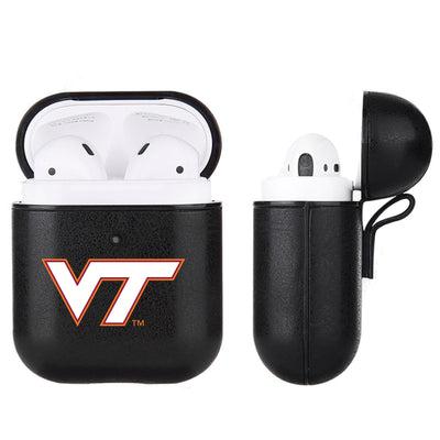 Virginia Tech Hokies Primary Mark design Black Apple Air Pod Leather Case