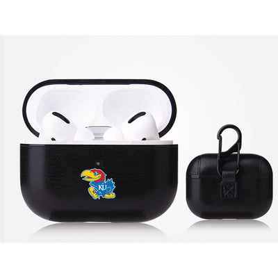 Kansas Jayhawks Primary Mark design Black Apple Air Pod Pro Leatherette
