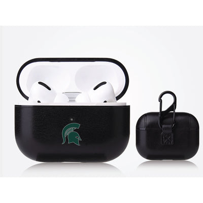 Michigan State Spartans Primary Mark design Black Apple Air Pod Pro Leatherette