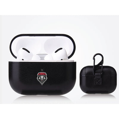 New Mexico Lobos Primary Mark design Black Apple Air Pod Pro Leatherette