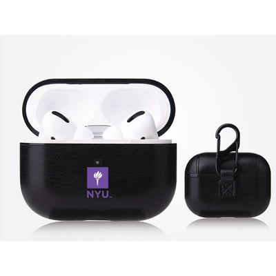 NYU Primary Mark design Black Apple Air Pod Pro Leatherette