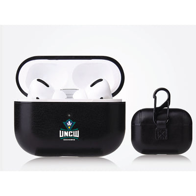 UNC Wilmington Seahawks Primary Mark design Black Apple Air Pod Pro Leatherette