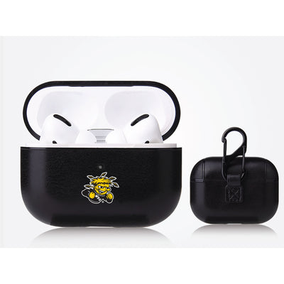 Wichita State Shockers Primary Mark design Black Apple Air Pod Pro Leatherette