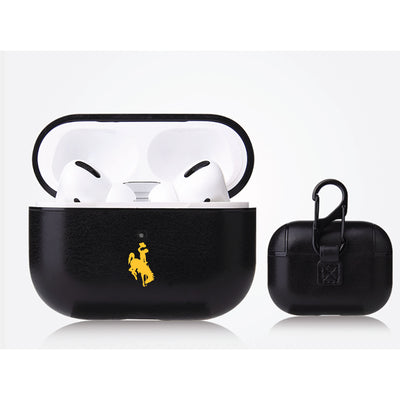 Wyoming Cowboys Primary Mark design Black Apple Air Pod Pro Leatherette