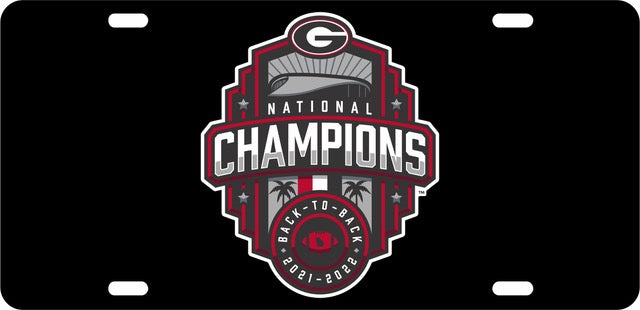 UGA National Championship "Back To Back" BLACK Vehicle Plate