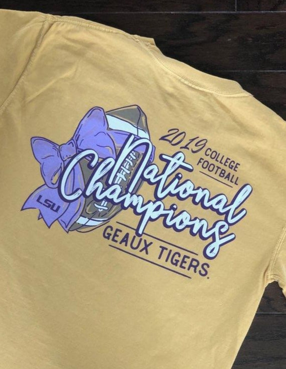 LSU "Football and Bows" Championship Tee