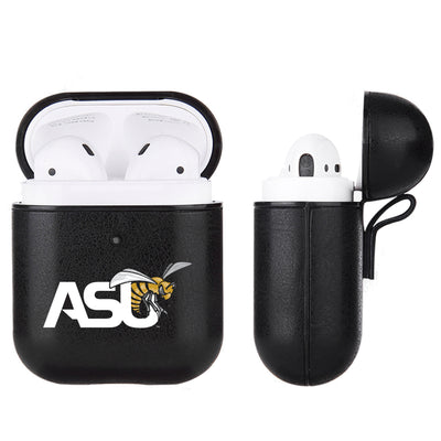 Alabama State Hornets Primary Mark design Black Apple Air Pod Leather Case