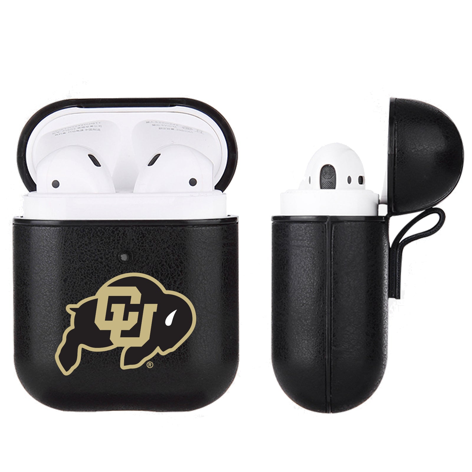 Colorado Buffaloes Primary Mark design Black Apple Air Pod Leather Case