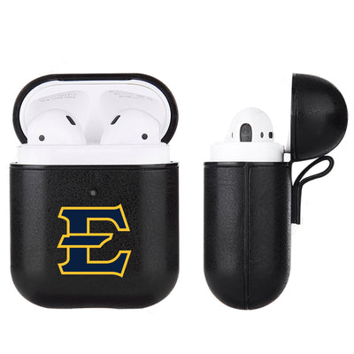 Eastern Tennessee State Buccaneers Primary Mark design Black Apple Air Pod Leather Case