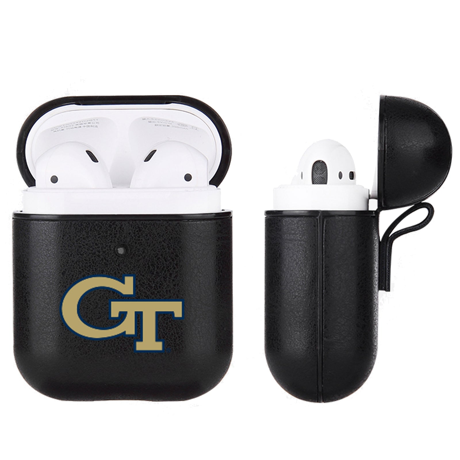 Georgia Tech Yellow Jackets Primary Mark design Black Apple Air Pod Leather Case