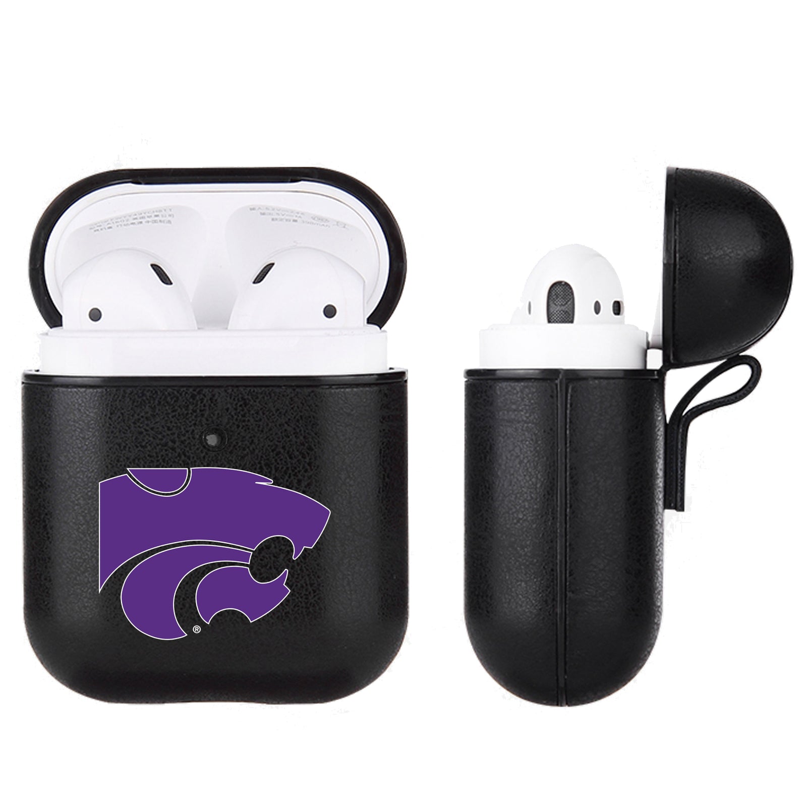 Kansas State Wildcats Primary Mark design Black Apple Air Pod Leather Case