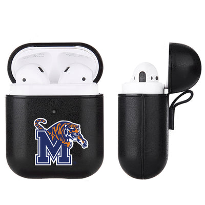 Memphis Tigers Primary Mark design Black Apple Air Pod Leather Case