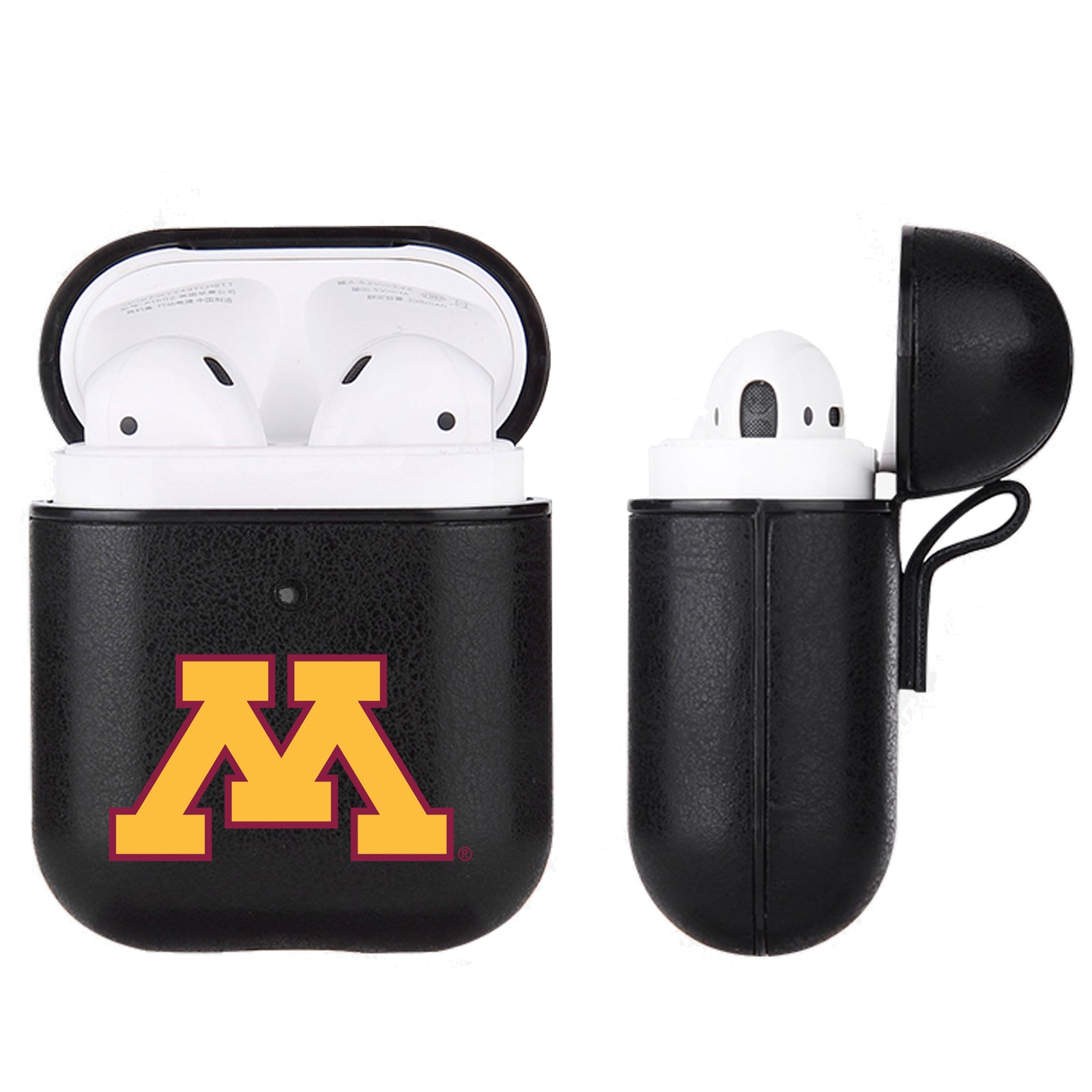 Minnesota Golden Gophers Primary Mark design Black Apple Air Pod Leather Case