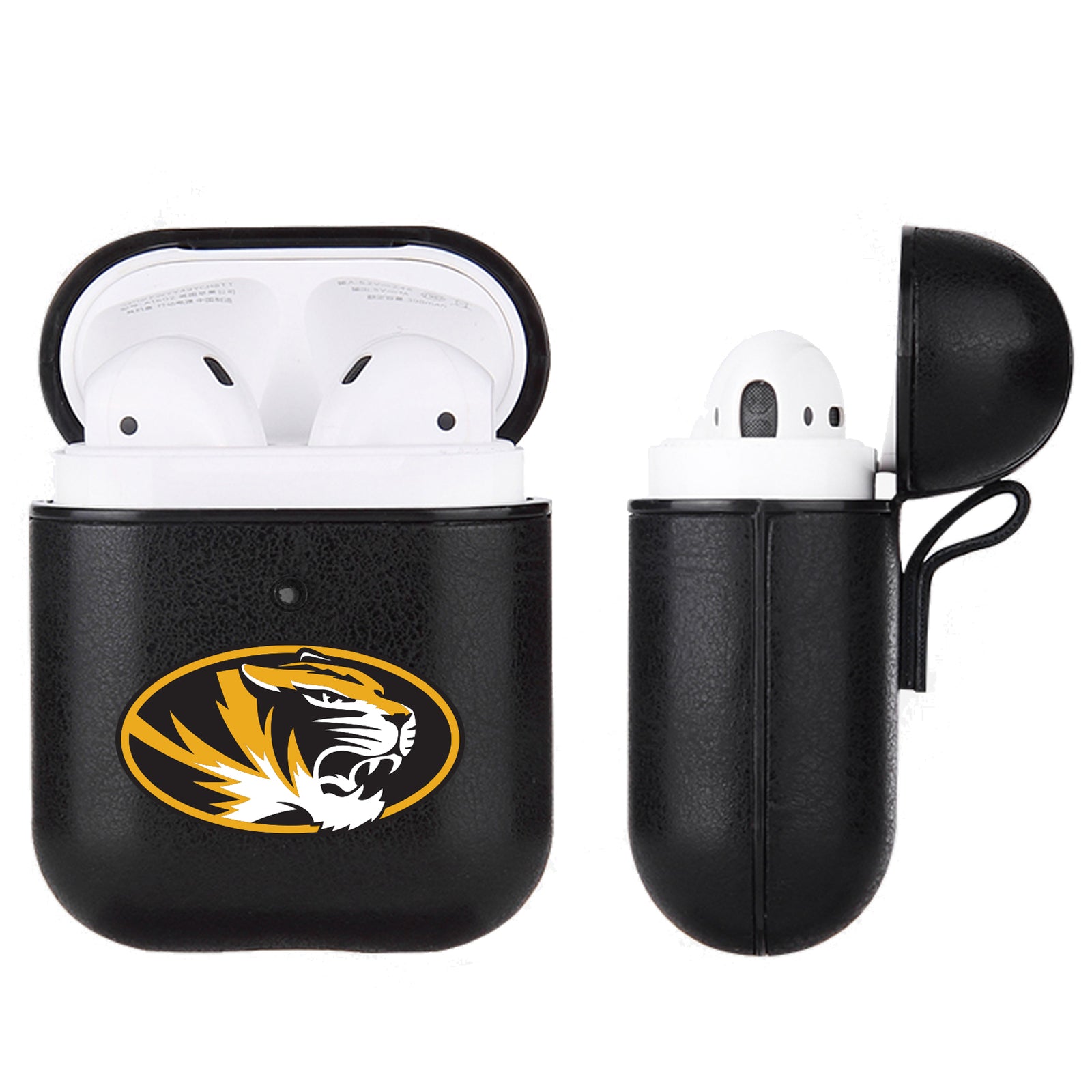 Missouri Tigers Primary Mark design Black Apple Air Pod Leather Case