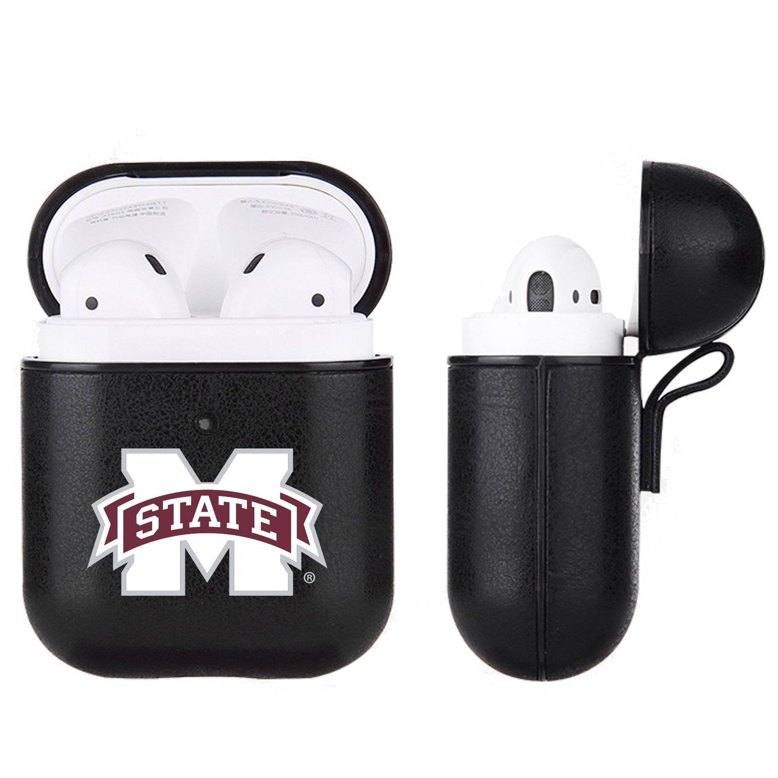 Mississippi State Bulldogs Primary Mark design Black Apple Air Pod Leather Case