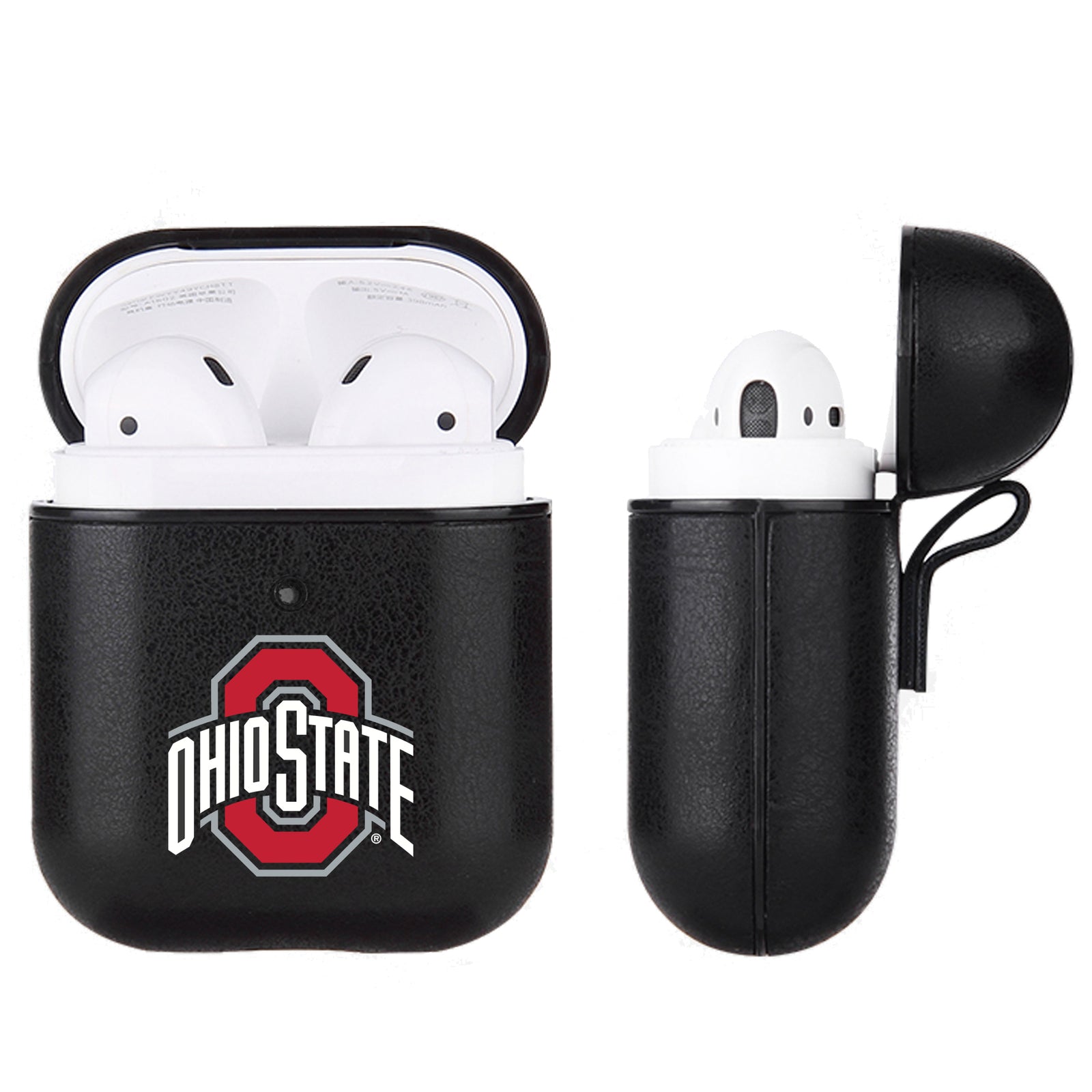 Ohio State Buckeyes Primary Mark design Black Apple Air Pod Leather Case