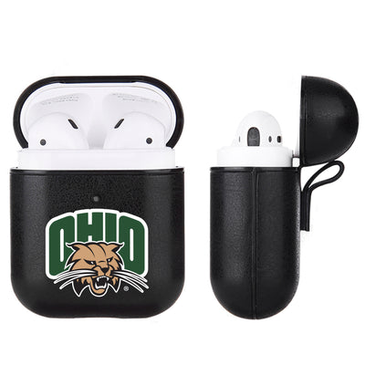 Ohio University Bobcats Primary Mark design Black Apple Air Pod Leather Case