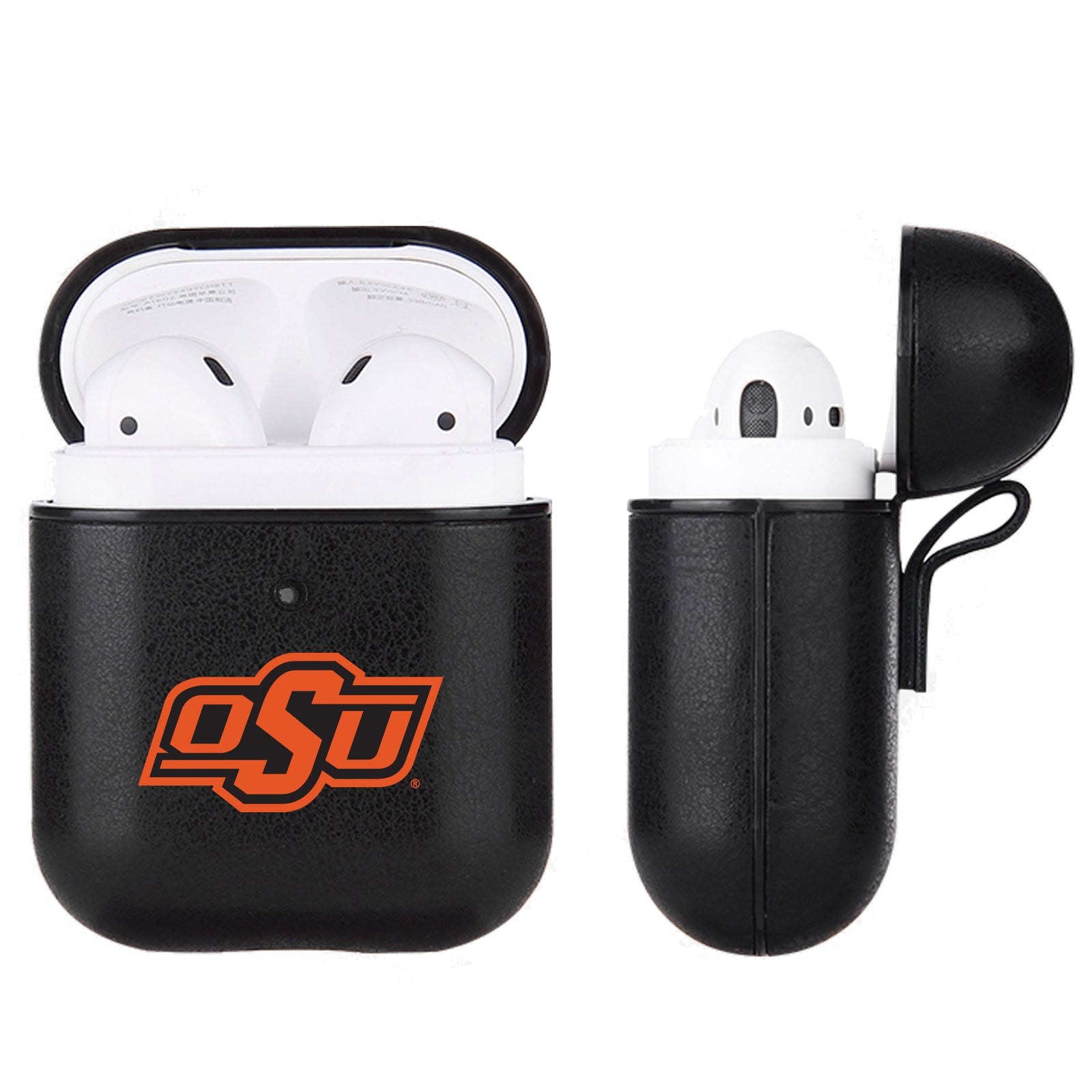 Oklahoma State Cowboys Primary Mark design Black Apple Air Pod Leather Case