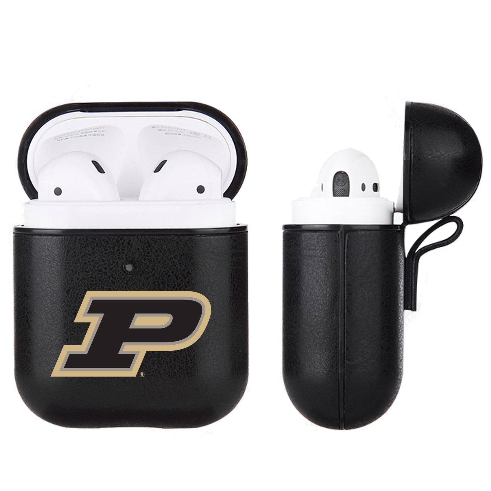 Purdue Boilermakers Primary Mark design Black Apple Air Pod Leather Case