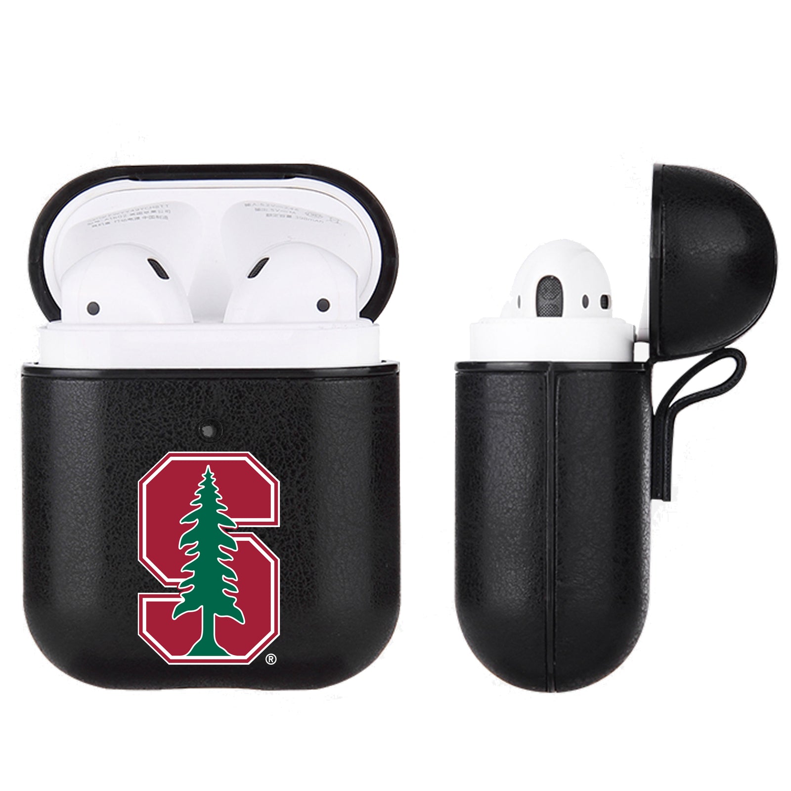 Stanford Cardinal Primary Mark design Black Apple Air Pod Leather Case