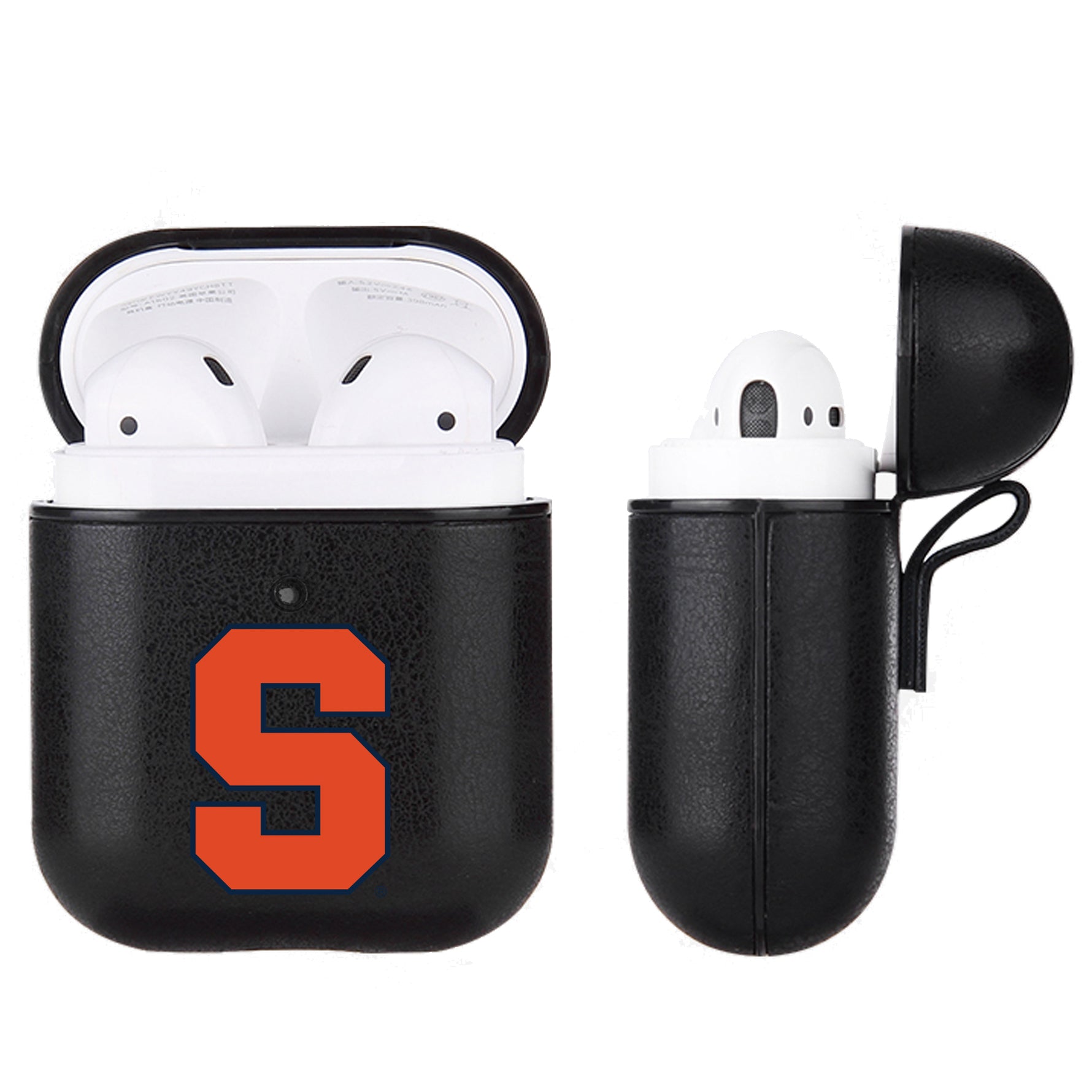 Syracuse Orange Primary Mark design Black Apple Air Pod Leather Case