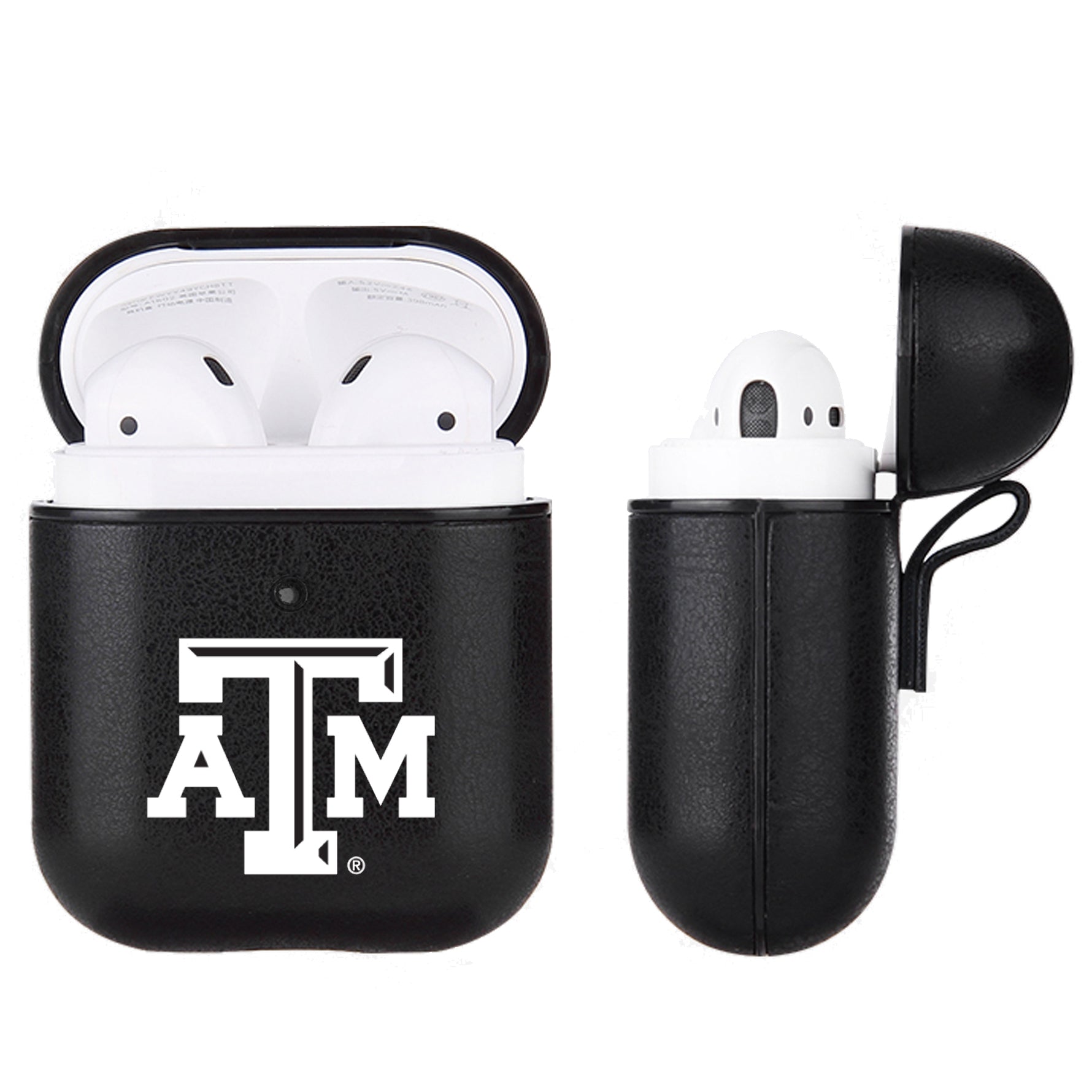 Texas A&M Aggies Primary Mark design Black Apple Air Pod Leather Case