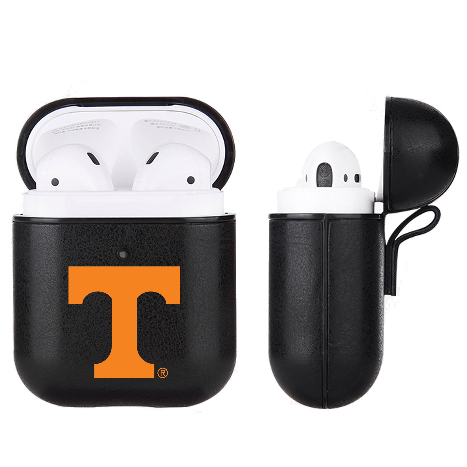 Tennessee Vols Primary Mark design Black Apple Air Pod Leather Case