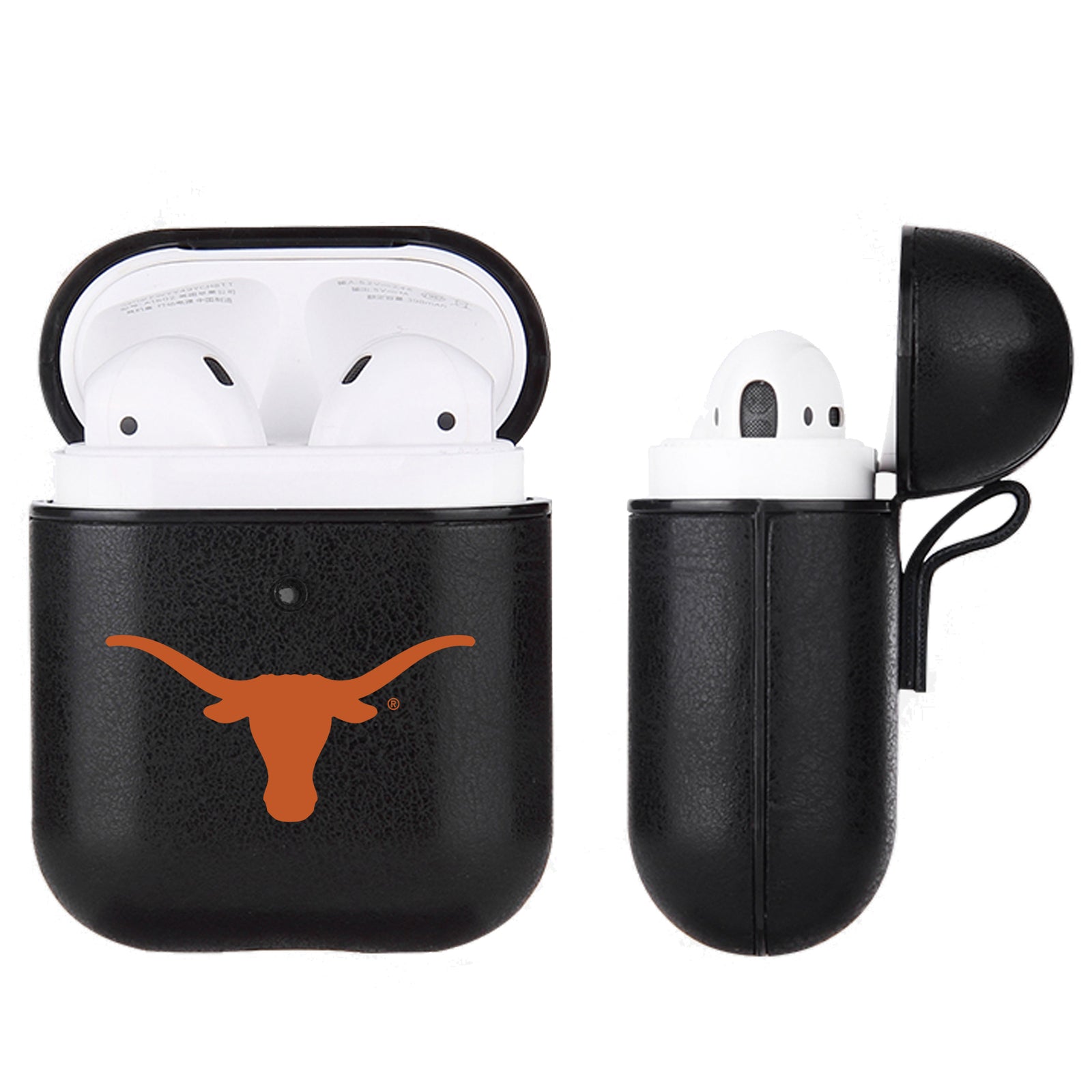 Texas Longhorns Primary Mark design Black Apple Air Pod Leather Case