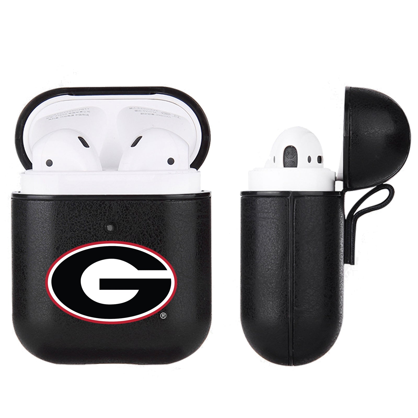 Georgia Bulldogs Primary Mark design Black Apple Air Pod Leather Case